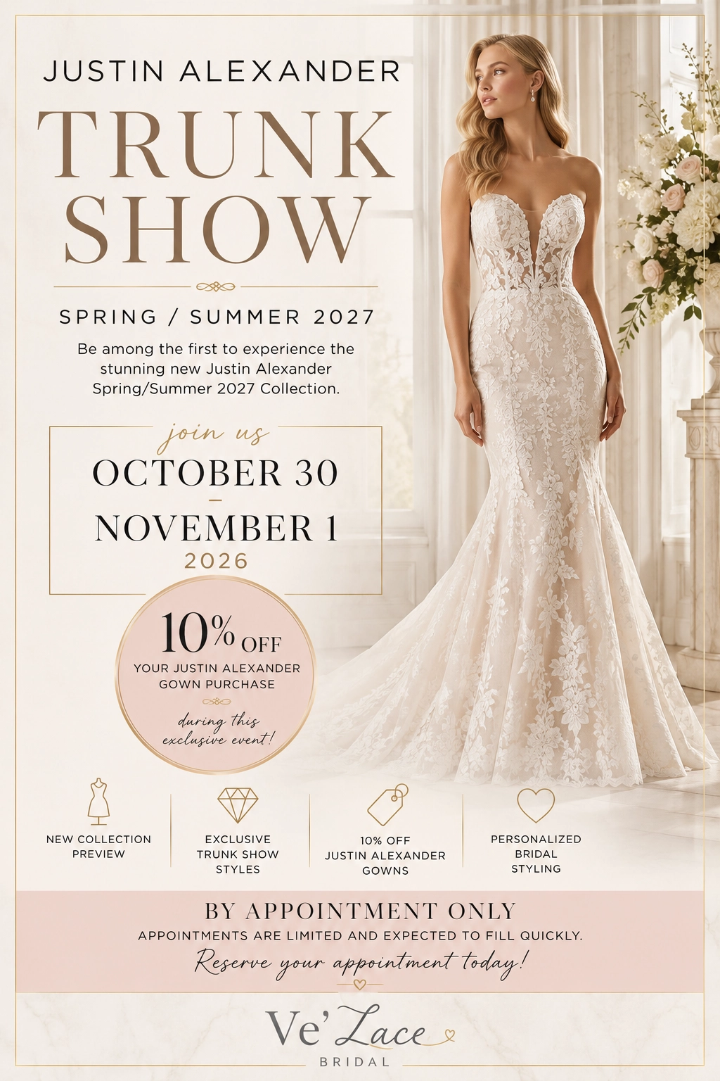 Justin Alexander gown purchase.